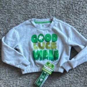 Like New Kids 'Good Luck Vibes' Sweatshirt -  size girls 7-8 w/ two headbands